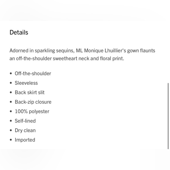 ML Monique Lhuillier Sequined Off The Shoulder Evening Dress - Picture 9 of 13